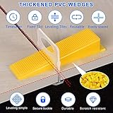 Tile Leveling System Clips 1/8" 2000 Piece Tile Spacers Clips and 300 Piece Reusable Yellow Wedges for Tiles. Tile Tools Set for Professional Ceramic and Stone Installation