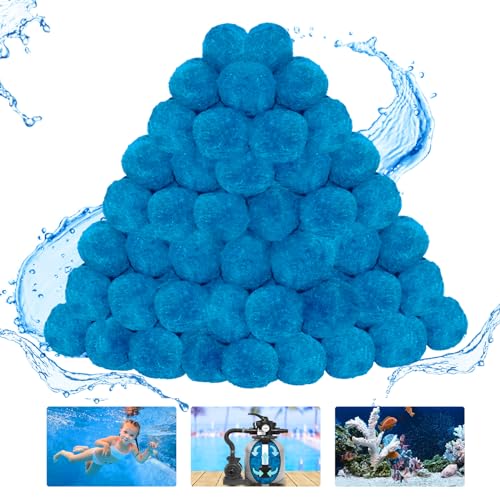WLLEYAY 4 lbs Pool Filter Balls, New Upgrade Efficient Swimming Pool Filter Sand Alternative, Reusable Eco-Friendly Blue Filter Media Balls, Replace 150 lbs Filter Sand, Lasts for Several Seasons