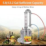 YUEWO Alcohol Still 5.8GAL/13.2GAL Stainless Steel Alcohol Distiller Home Brewing Distillery Kit with 2” Crystal Still Column for DIY Whisky Wine Brandy Gin Vodka Alcohol Making