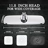 Veken High Pressure Rain Shower Head Combo with Extension Arm- Wide Showerhead with 6 Handheld Water Spray - Adjustable Dual Shower with Anti-Clog Nozzles - Silver Chrome