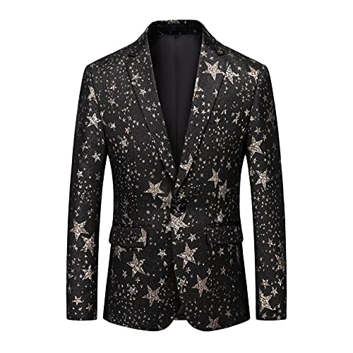 UNINUKOO Mens Floral Blazer Jacket Slim Fit Paisley Tuxedo Suit Party Dress Wedding Sport Coat for Men US Size 42 Star