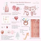 VIDAL CRAFTS Rose Gold Bridal Shower Decorations [UPGRADED] - Bridal Shower & Bachelorette Party Decor with Latex & Confetti Balloons, Bride Banner, Bridal Veil, Fringe Curtains, Bride Sash, and Props