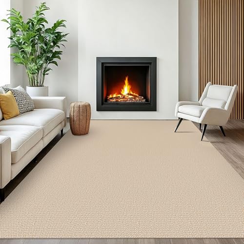 EARTHALL Washable Area Rugs 6x9 Ft Non Slip Living Room Rugs Cotton Dining Room Rug Braided Bedroom Rugs Indoor Outdoor Floor Carpet for Living Room, Bedroom, Dining Room, Golden Beige/White