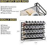 SpaceAid Spice Rack Organizer with 28 Spice Jars, 386 Spice Labels, Chalk Marker and Funnel Set for Cabinet, Countertop, Pantry, Cupboard or Door & Wall Mount - 28 Jars, 13.4" W × 10.8" H, Black