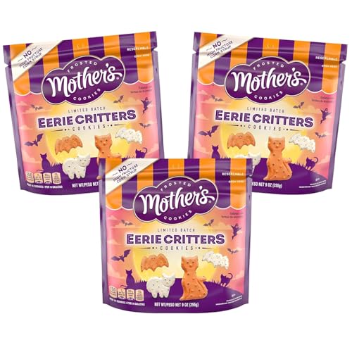 Halloween Circus Animal Frosted Limited Batch Eerie Critters Mother's Cookies, BUNDLE of 3, Spooky Bat and Cat Shapes, 9 oz, Great for Trick or Treaters, Birthdays Party bag, Sweet Snacks