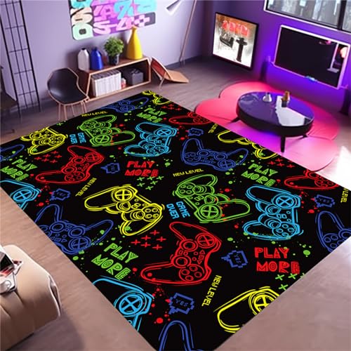 Osimiccp Gaming Rug for Game Room,5'x7' Non Slip Cool Colorful Gamer Rugs,3D Printed Carpet for Living Room Bedroom Decor