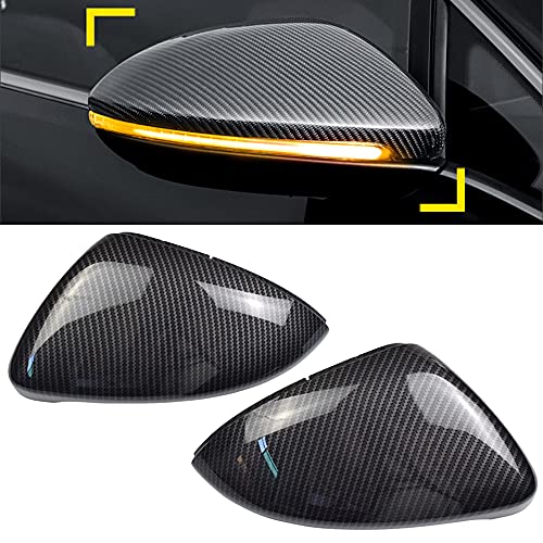 1 Pair Black Rearview Mirror Cover Left Right Side Mirror Covers Caps for VW Golf MK7 7.5 GTI 7 Golf 7 R (Carbon Fiber)