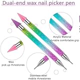 Rhinestone Picker Tool, 6 Wax Tips Rhinestone Picker Dotting Pen, Nail Rhinestone Picker, Rhinestone Pen, Rhinestone Pickup Tool, Nail Art DIY Tool,Rhinestone Applicator Tool (Gradient Color)