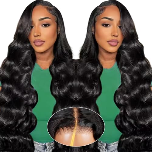 DACHIC 26 Inch 210% Density 220g/pc 6x4 Wear and Go Wig, 100% Real Human Hair Wig, Body Wave Glueless Closure Wigs Human Hair Pre Plucked Pre Cut Middle Part, Can Last 6 Months