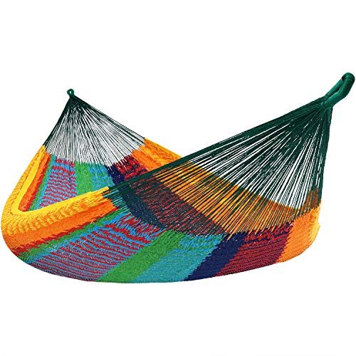 Sunnydaze Handwoven XXL Thick Cord Mayan Double Hammock for Outside - 625-Pound Capacity Heavy-Duty Outdoor Hammock - Multicolor