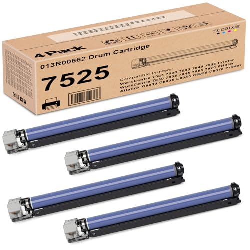 7525 Drum Unit 4PK 013R00662 Drum Cartridge Replacement for Xerox WorkCentre 7525 7530 7535 7545 7556 7830 7835 7845 7855 7970 EC7836 EC7856 EC8036 EC8056 AltaLink C8030 C8035 C8045 C8055 C8070