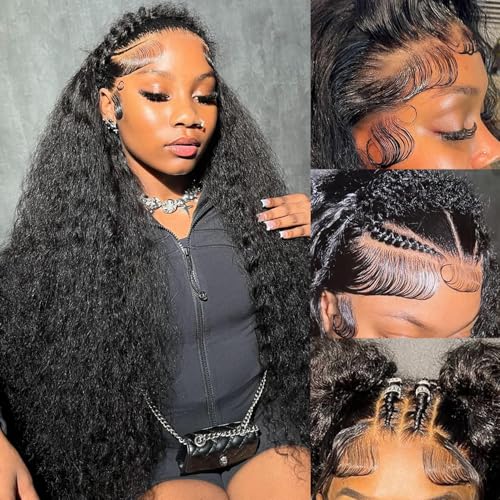 Simeider 30 Inch Deep Wave Lace Front Wigs Human Hair 13x6 HD Lace Front Wigs Human Hair Pre Plucked Brazilian Curly Human Hair Wig 200 Density Glueless Frontal Wigs For Black Women