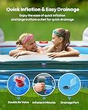 QPAU Inflatable Swimming Pool, Full-Sized Blow Up Pool with Seats and Backrests, Kiddie Pool for Outdoor & Backyard, for Family Summer Time Fun, Jelly Blue