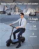 OKAI | Ceetle Pro | Electric Scooter with Seat | Up to 35 Miles Range | 15.5MPH | Stylish Moped Scooter | 10 inch Vacuum Tires | Black | UL 2272 Certified