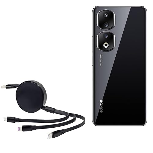 BoxWave Cable Compatible with Honor 90 pro - AllCharge PD miniSync (100W), Retractable High-Speed Charging Portable USB Cable - Jet Black