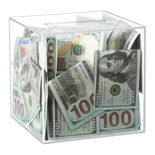 Clear Piggy Bank for Adults/Kids, Acrylic Unopenable Money Box for Cash Coin Saving, Must Break to Open, Money Saving Jar for Adults Boys Girls, Size 4.72''