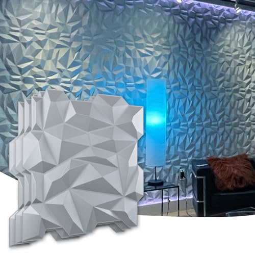 Art3d 19.7" x 19.7" (Pack Of 12) Wall Panel 3D Diamond, Gray