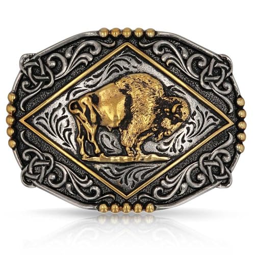 Montana Silversmiths Majestic Valor Buffalo Figure Two-Tone Western Belt Buckle