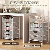 Hongtamoya Rolling Makeup Cart Organizer with 4 Drawers, Floor Skincare Organizers with Wheels, Cosmetics Display Cases, Storage Cabinet for Skin Care Perfume Nail Polish, White (Patent Pending)