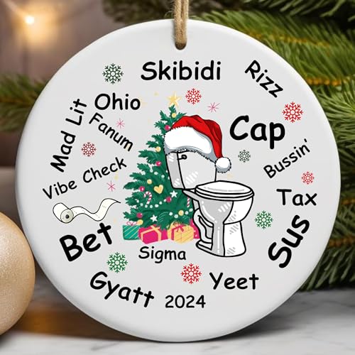 Skibidi Toilet Ornament 2024, Skibidi Ornament, Funny Ornament, Ohio Skibidi Toilet Rizz, 2024 Ornament, White Elephant Gift, sikibidi Toilet, Gifts for Teens,