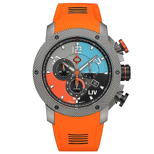 LIV GX1 Swiss Made Chronograph-45mm-QUAD Elements on Orange Silicone