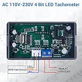 Digital LED Tachometer, Icstation RPM Speed Meter AC 110V 220V Digital Motor Tachometer with Hall Proximity Switch Sensor NPN for Lathes, Conveyor Belts, Quality Inspection Machines