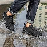 LARNMERN Wide Mens Non Slip Shoes Walking Water Resistant Food Service Chef Kitchen Work Slip Resistant Trainers Air Slip-on Sneakers, Black 11W