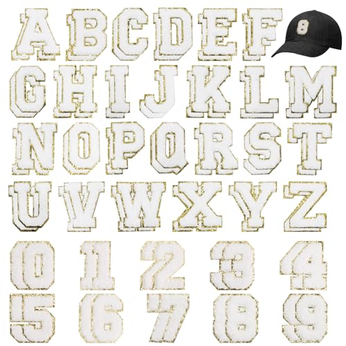 72 Pcs Letter Patches Iron on Letters,White Iron on Preppy Letter Patches Stickers for Clothing Backpacks Embroidered Applique Initial Patch