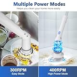 Qimedo Upgrade Rechargeable Electric Scrubber for Cleaning, 45-inch Handheld Spin Scrubber with Extended Long Handle, Cordless Power Dish Scrubber with 6 Brushes for Bathtub Grout Tile Floor