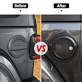 JWWY Fuel Tank Cap with Lock Lockable Key-Lock Fuel Tank Cover Locking Gas Cap Fit for 2018-2024 Jeep Wrangler JL JLU Exterior Accessories 2/4 Door Black US Flag