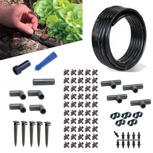 BlueBarrel™ Gravity-Fed Drip Irrigation Kit with Bubbler Emitters: No-Pressure/Low-Pressure Irrigation for Rain Barrels, Rain Tanks, & Cisterns. Made in USA