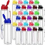 Maxcheck 30 Pieces 17 oz Plastic Water Bottle Bulk with Handle Strap Lightweight Leakproof Drink Flip Top Bottles for Adults Fitness Gym (Multicolored)