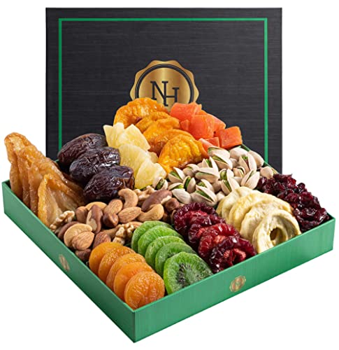 Fathers Day Dried Fruit & Nuts Gift Basket - Fresh Dried Fruit & Nuts Gift Basket - Assorted Food Gift Box for Husband, Dad, Him, Fathers Day, Family, Sympathy, Men & Women.