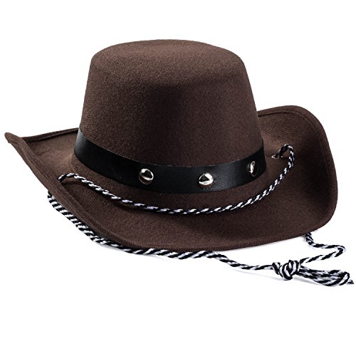 Funny Party Hats Brown Felt Cowboy Hat for Kids and Babies - Western Party Hat - One Size Fits Most