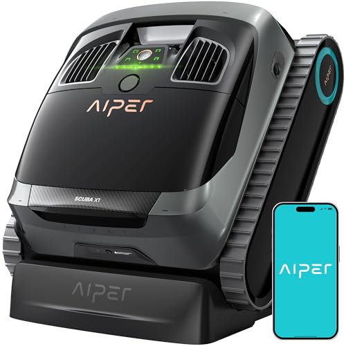 AIPER Scuba X1 Cordless Robotic Pool Cleaner, 6600 GPH High-Power Suction, Horizontal Waterline Scrubbing, Upgraded Cross Pattern Smart Navigation, Ideal for Inground Pools up to 2,150 sq.ft