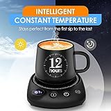 KitchekShop Coffee Mug Warmer - Fastest Heating & Highest Temperature, Coffee Cup Warmer for Desk Auto Shut Off, 4 Temp Settings & 1-12H Timer, Smart Electric Beverage Warmer for Coffee, Tea (Black)