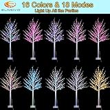 7Ft Birch Tree with LED lights Color Changing Lighted Birch Tree Outdoor, Remote Control White Birch Tree with Colorful Pink Green Pink Lights for Indoor Outside Home Wedding Halloween Christmas Decor