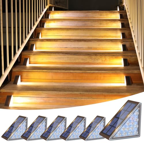 VOLISUN Solar Step Lights Outdoor Waterproof, LED Outdoor Stair Lights, Solar Step Light for Outside, Deck Light Decor for Stair,Front Porch and Patio(Brown,6 Pack)