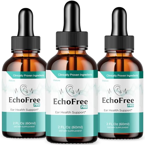 (3 Pack) Echo Free Tinnitus Drops - EchoFree Ear Tinnitus Relief For Ringing Ears, Ecofree Liquid Supplement Drops Ear Ringing Health Support Treatment, Eco Eardrops Maximum Strength Formula (6oz)