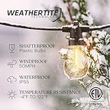 Brightech Ambience Pro Super Bright Solar - 48Ft Remote Control Outdoor String Lights with 15 Shatterproof S14 Bulbs, Commercial Grade LED, Waterproof Patio Lights, 4W Soft White for Patios, Gardens