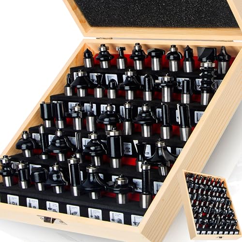 LEATBUY Router Bit Set 41 PCS 1/2 Inch Shank Architectural Molding, Corner Rounding Edge Forming Roundover Beading Router Bit Set, Woodworking Milling Cutter Tools, Carbide Cutter CNC Router(LINE)