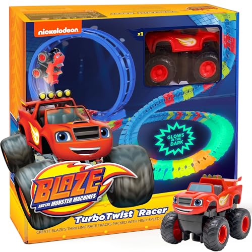 Blaze and The Monster Machine Race Track Set - 117-Piece STEM Playset with Flexible Glow Tracks - Official Nickelodeon Toys for Kids Ages 3 to 8 - Birthday Gifts for Boys & Girls by JitteryGit