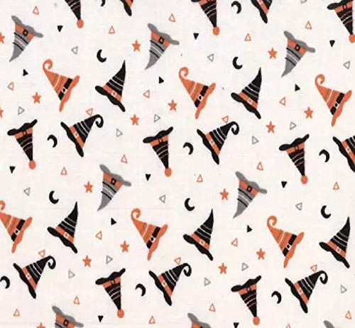 100% Cotton Fabric Sold by The Yard 1 Yard = 36 in. Length (Witch Hats Halloween)