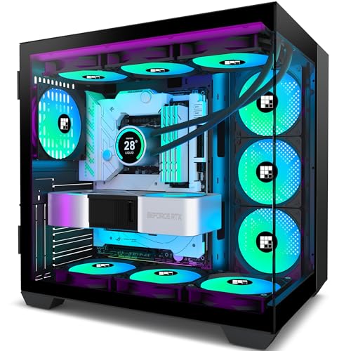 FOIFKIN F600 PC Case - Pre-Installed 7 PWM ARGB Fan, ATX Mid-Tower Gaming PC Case, 270° Panoramic Glass with Type-C, FOIFKIN (Black, F600)