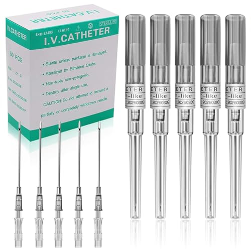 judero 16G Catheter Needles 50Pcs Catheter Piercing Needles 16 Gauge Ear Nose Piercing Needles Hollow Needles for Ear Nose Lip Tongue Belly Cartilage Piercing Kit Piercing Tool