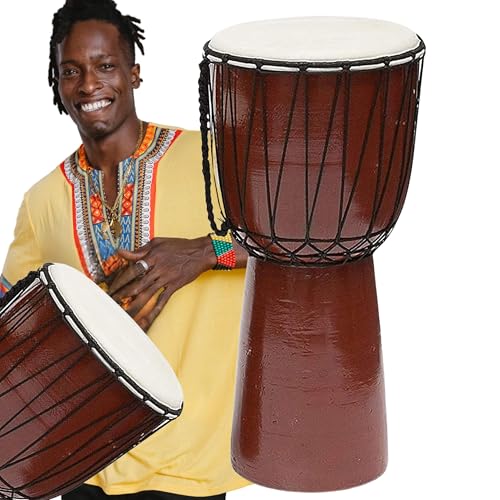 Drum Djembe is a Rope goat skin Covered Goblet African Drum Played by Hands West Africa style jembe for drums circle and more (9x20) Designed in the USA