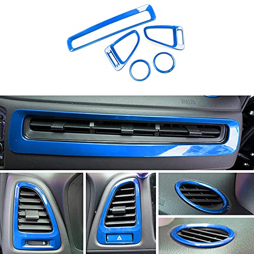 CEBAT 5pcs Blue Central Side Dashboard Air Vent Outlet Cover Trim Auto Interior Center Console Wind Outlet Decoration Panel Frame Sticker for Honda HRV 2016 2017 2018 2019 2020 2021 2022