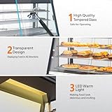 ROVSUN 48" Food Warmer Pizza Warmer Countertop, 3-Tier Food Warmer Display Pretzel Warmer w/LED Adjustable Removable Shelves Front & Rear Doors, Pastry Display Case for Buffet Restaurant, 1800W