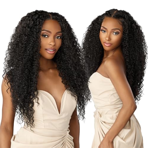 Sensationnel What lace 13x6 Wigs - aleena lacefrontal hand tied glueless synthetic with natural density preplucked hairline (1 JETBLACK)