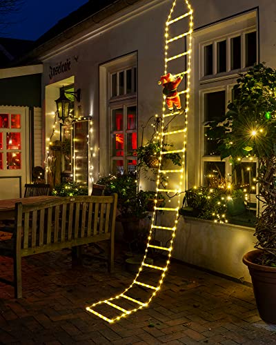 Toodour LED Christmas Ladder Lights - 10ft Decorative Lights with Santa Claus, Indoor/Outdoor, Window, Garden, Home, Wall, Xmas Tree Decor (Warm White)